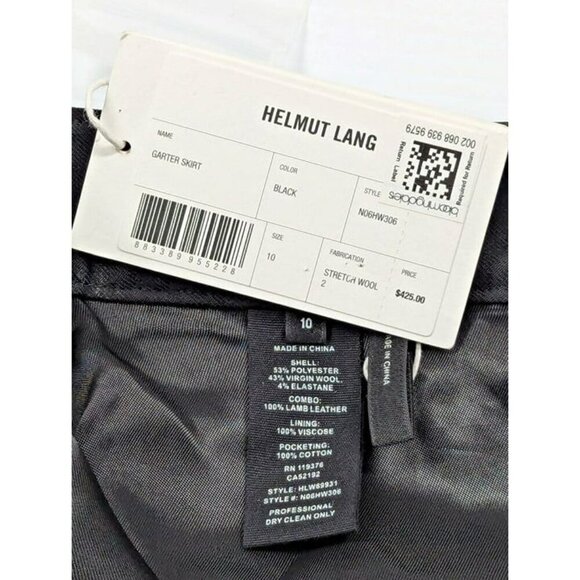 Helmut Lang Women's Black Leather-Trimmed Garter Skirt Size 10 (MSRP $425) - Picture 8 of 8